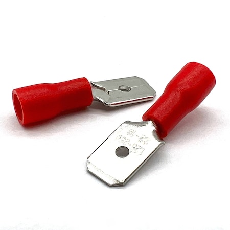 Boltsandnuts.Com Fork Terminal, 16 AWG, 600 V, PVC, Vinyl Insulated, Red, 100 PK EL-2216-MSPADE-VR-100